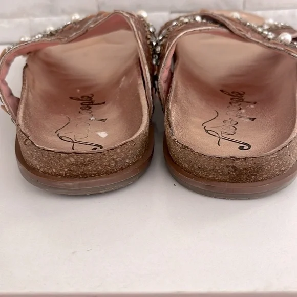 FREE PEOPLE Moon Child Embellished Slide Sandal In Rose Gold Beaded Size 40 - Picture 5 of 8